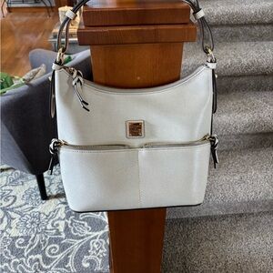 Dooney and Bourke ecru Saffiano small pocket sac handbag
